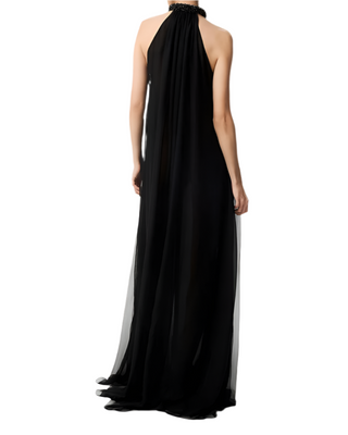 Tom Ford Womens Embroidered Halterneck Evening Dress In Black