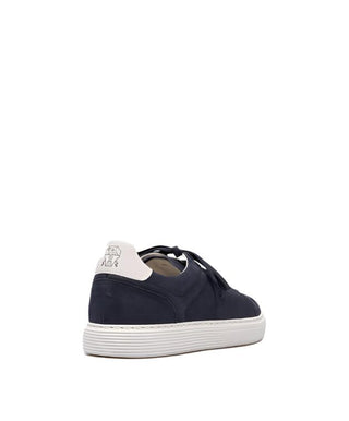 Brunello Cucinelli Logo Leather Sneakers in Blue