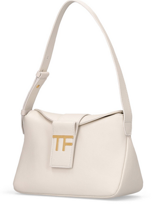 Tom Ford Womens Mini Grained Leather Shoulder Bag In White