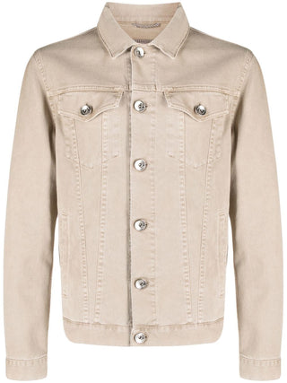 Brunello Cucinelli Mens Buttoned Long Sleeved Jacket in Beige