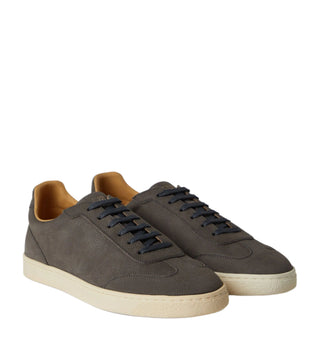 Brunello Cucinelli Pebbled Leather Sneakers in Grey