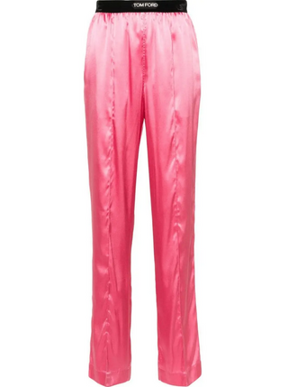 Tom Ford Womens Straight Leg Silk Trousers In Pink