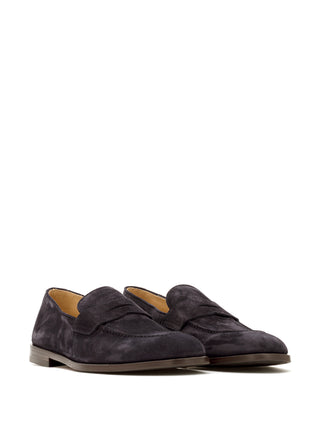 Brunello Cucinelli Mens Suede Penny Loafers in Brown