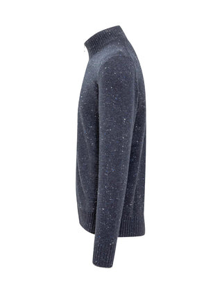 Brunello Cucinelli Mens Zip-Up Long Sleeved Cardigan in Blue