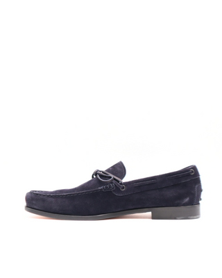 Tods Mens Dark Navy Blue Suede Laccetto Mocassino Shoe