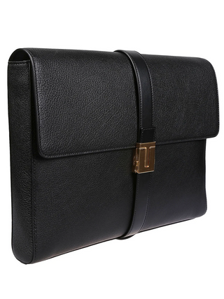 Tom Ford Mens T-Buckled Briefcase in Black