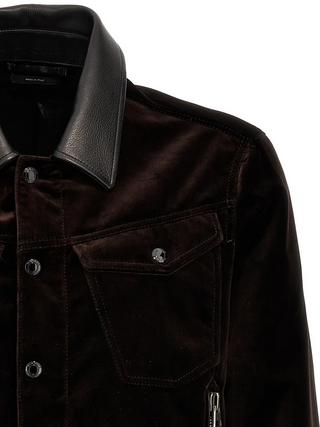 Tom Ford Mens Single-Breasted Velvet Jacket in Dark Brown