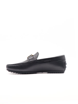 Tods Mens Black Gommino Driver Shoe with T Strap