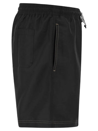 Brunello Cucinelli Mens Logo Embroidered Swim Trunks in Black