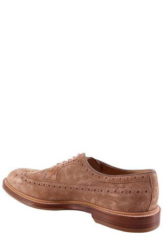 Brunello Cucinelli Mens Perforated Detailed Brogues in Brown