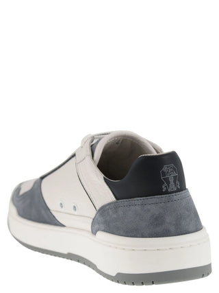 Brunello Cucinelli Basket trainers in grained calfskin and washed suede