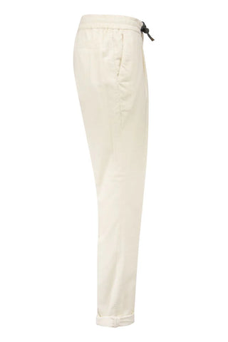 Brunello Cucinelli Mens Drawstring Trousers in Ivory