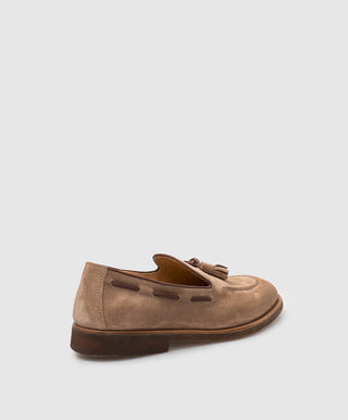 Brunello Cucinelli Mens Suede Loafers in Tan