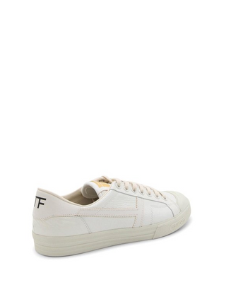 Tom Ford Mens White Leather Low Top Sneakers