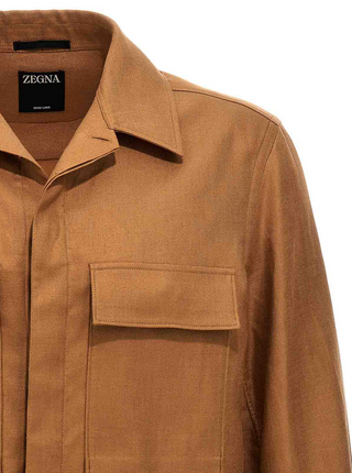 Zegna Mens Caramel Brown Linen Jacket