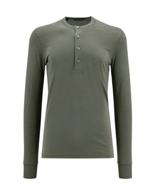 Tom Ford New Mens Buttoned Henley Green Knit Top
