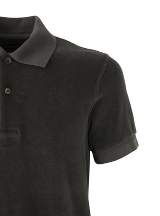 Tom Ford Mens Terry Cloth Dark Grey Polo