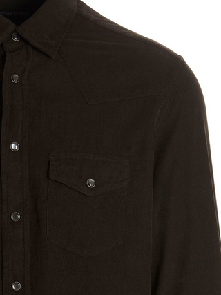 Tom Ford Mens Corduroy Shirt in Brown