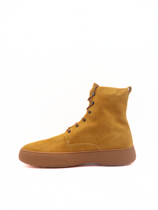 Tods Mens Mustard Yellow Orange Suede Lace Up Boot Shoe