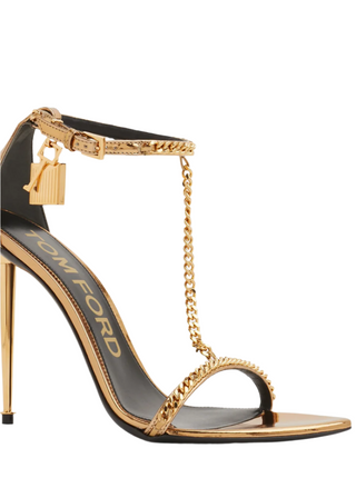 Tom Ford Womens Leather Heeled Sandals In Gold