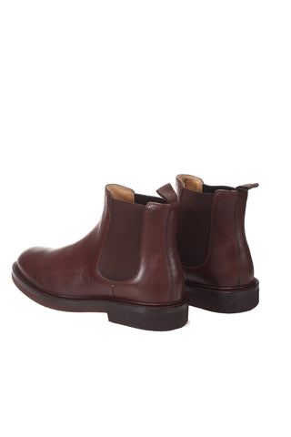 Brunello Cucinelli Mens Leather Chelsea Boots in Dark Brown