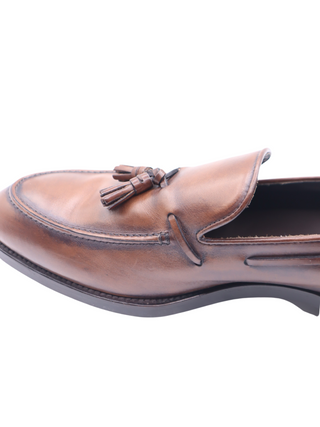 Tods Mens Brown Tassled Penny Loafers