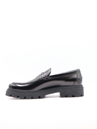 Tods Mens Black Mocassin Thick Sole Loafer Shoes