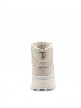 Tods Mens Cream Beige Off White High Top Cassetta Lace Up Sneaker Shoe