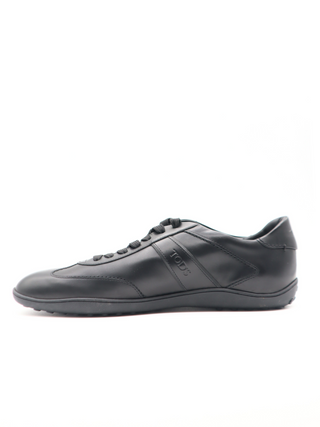 Tods Mens Black Leather Lace Up Sneaker Shoe