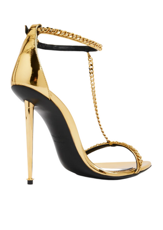 Tom Ford Womens Padlock Chain Sandals In Gold