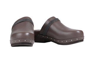 Brunello Cucinelli Women's Embellished Leather Mules In Chocolate