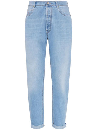 Brunello Cucinelli Mens Trousers In Light Wash Denim