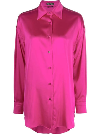Tom Ford Womens Silk Satin Shirt In Pink