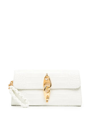 Tom Ford Womens Croc Effect Leather Chain Bag In White