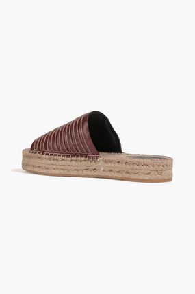 Brunello Cucinelli Leather Brown Detailed Sandal Slides Women's Slippers