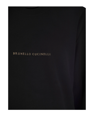 Brunello Cucinelli Mens Logo Black Crew Neck Sweatshirt