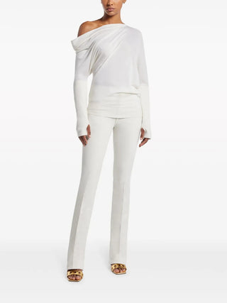 Tom Ford Womens Off The Shoulder Cashmere & Silk White Sweater