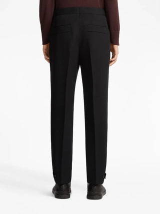 Zegna Mens Black Cotton & Wool Trousers