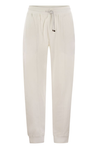 Brunello Cucinelli Mens Cotton Fleece Trousers In Off White