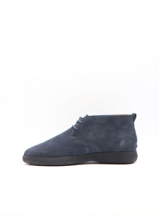 Tods Mens Blue Suede Lace Up Gommino Ankle Boot Shoe