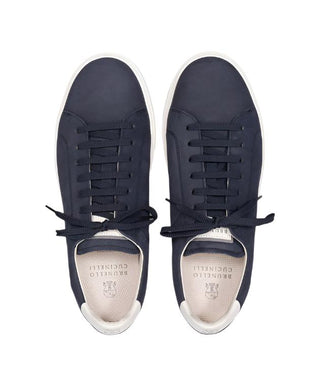 Brunello Cucinelli Logo Leather Sneakers in Blue