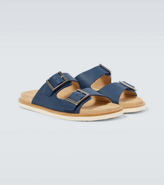 Brunello Cucinelli Mens Urban Leather Sandals In Blue