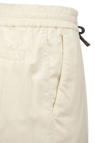 Brunello Cucinelli Mens Drawstring Trousers in Ivory