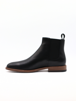 Tods Mens Black Leather Ankle Boot with Wooden Sole