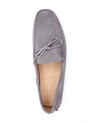 Tods Mens Grey Suede Laccetto Gommino Driver Shoe