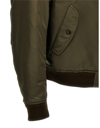 Tom Ford Mens Nylon Bomber Jacket in Green