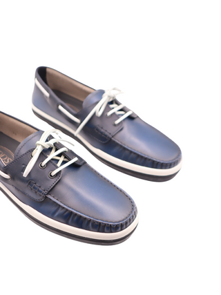 Tods Men's Light Baltic Blue White Trim Leather Marlin Hyannisport Loafers