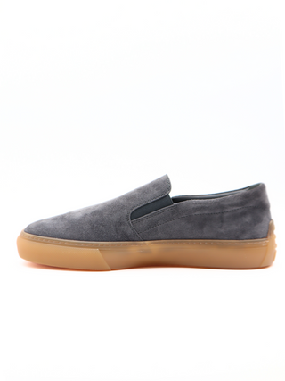 Tods Mens Suede Grey Rubber Sole Slip On Espadrille Shoe