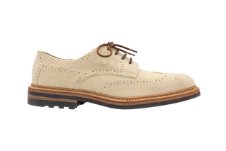 Brunello Cucinelli New Mens Cream Leather Wingtip Brogue Shoes