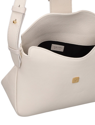 Tom Ford Womens Mini Grained Leather Shoulder Bag In White